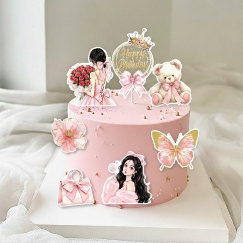 10 set giấy -cô gái màu hồng và gấu bông (SX).