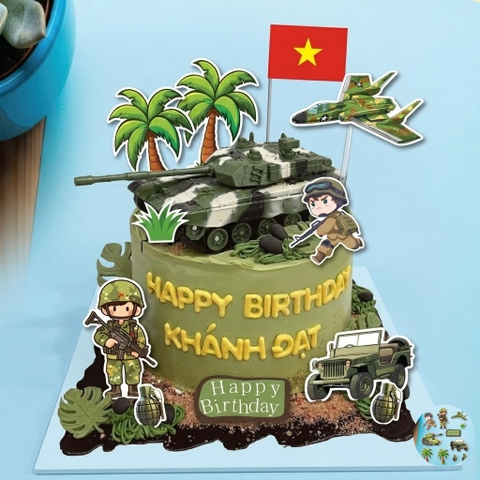 Combo 5 set giấy - bộ đội, xe tăng và cây dừa.