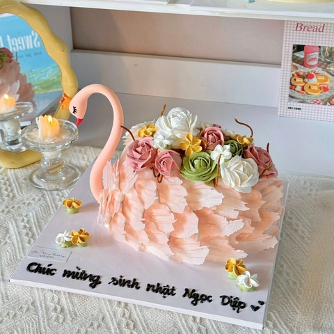 Tượng thiên nga nhựa mềm-HỒNG.