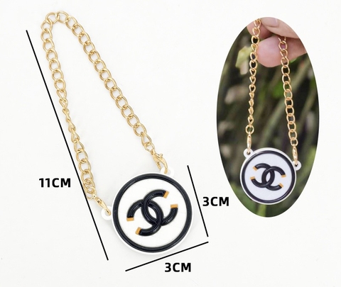 Túi CHANEL TRÒN kèm dây (nhựa đẹp)-chữ đen nền trắng kt 3 x3cm.
