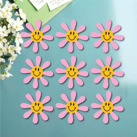 Set 45 cây cắm hình bông hoa (nụ hoa hình mặt trời mỉm cười) -MÀU HỒNG.