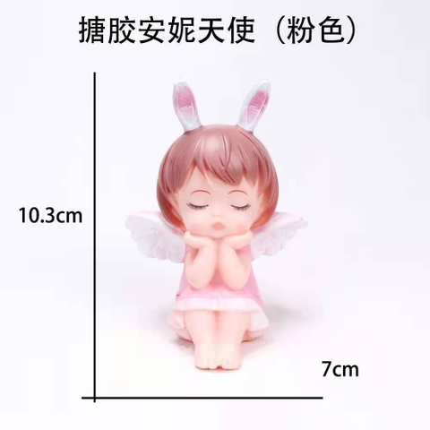 Em bé thiên thần có cánh-tóc hồng-NHỰA MỀM.