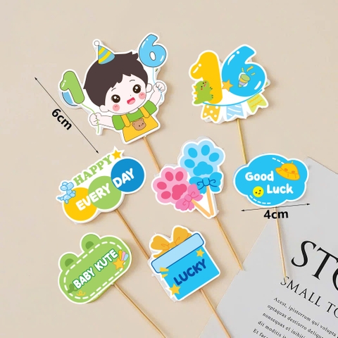 Combo 5 set giấy SX- bé TRAI đội mũ cầm số 1.6.