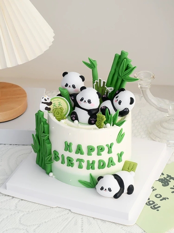 Set 4 tượng gấu trúc nhựa.
