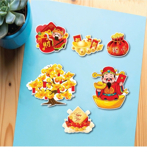 Combo 2 set giấy tết - THẦN TÀI VÀ CÂY TIỀN.