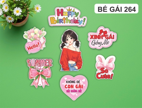 10 set giấy HD - bé gái áo đỏ 264 (bảng chữ xinh gái giống mẹ).