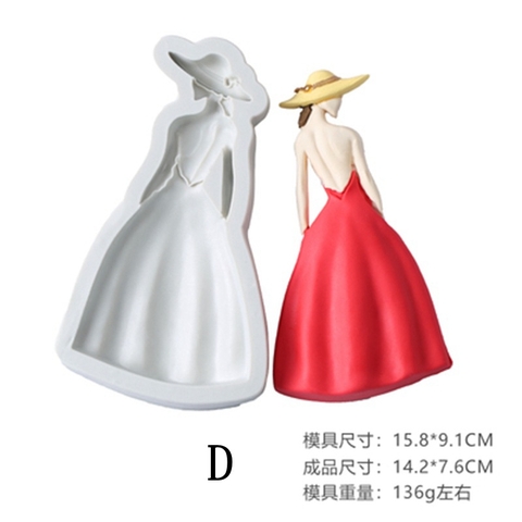 Khuôn cô gái váy dài đội mũ. E96 E97