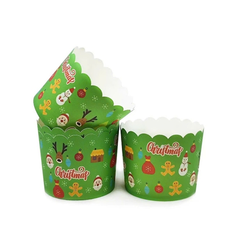 Set 50 cốc cupcake NOEL kt 7x5.5x6cm-màu xanh lá (tuần lộc, người tuyết+ nhiều chi tiết nhỏ).