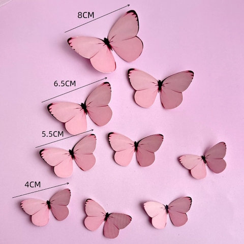 10 Set bướm giấy CÁNH TRÒN - HỒNG (9 bướm/set).