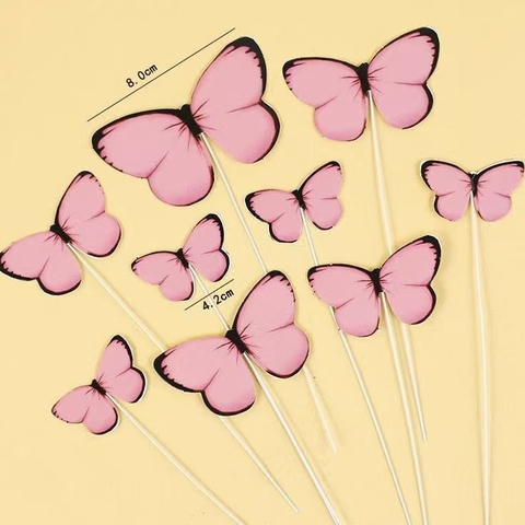 10 Set bướm giấy CÁNH TRÒN - HỒNG (9 bướm/set).