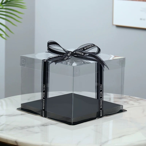 Hộp mica đế đen - 28X28X25cm.