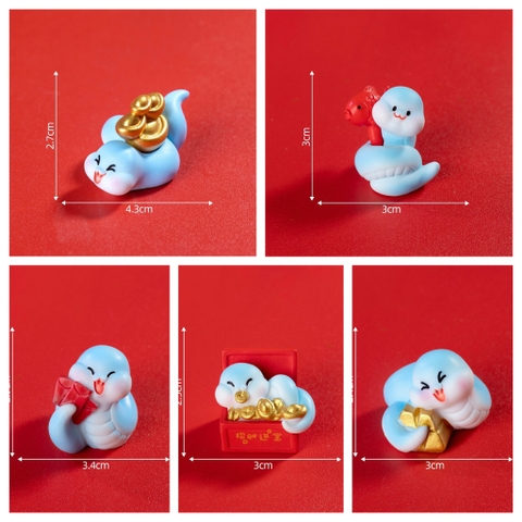 Tượng 5 rắn mini mix mẫu -XANH DƯƠNG.