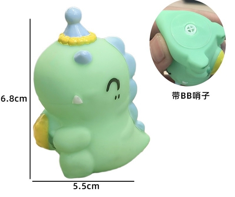 Tượng nhựa mềm size to -KHỦNG LONG xanh đội mũ.