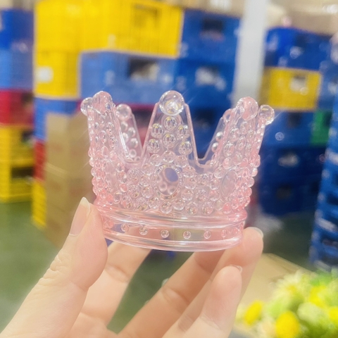 Vương miện trong suốt size nhỏ (5.8x5.5x7.5cm)-HỒNG.