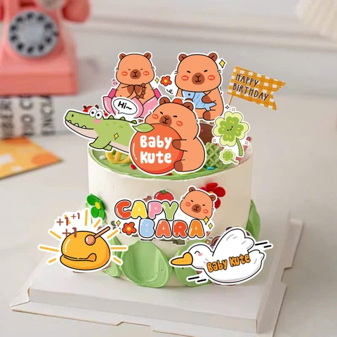 Combo 2 set giấy - capybara, cá sấu xanh, chữ baby kute.