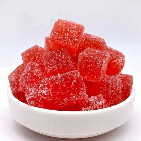 Túi kẹo dẻo vị BƯỞI miếng vuông (túi 2.5kg)-màu đỏ.