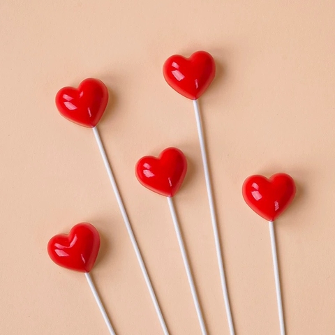 Set 5 cây tim nhựa-MÀU ĐỎ.