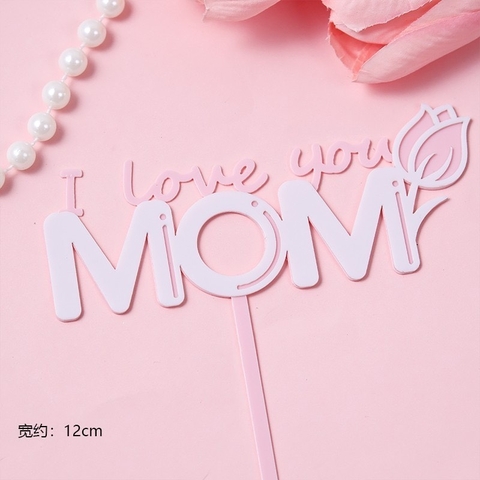 Set 10 mica MOM I love you 2 lớp HỒNG TRẮNG.
