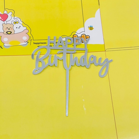 Set 10 mica HPBD (gạch chân dưới chữ happy)-BẠC.