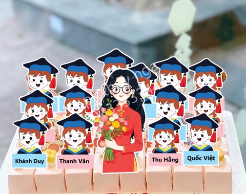 Set 40 thẻ giấy -CÔ GIÁO mix 4 mẫu (áo dài)9830.