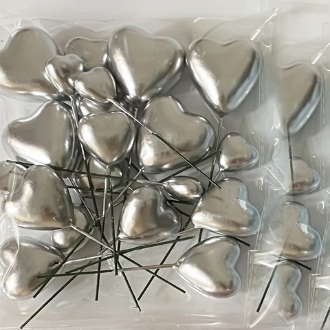 Set 20 trái tim xốp (kt 2.5-3-4-5cm)-BẠC.