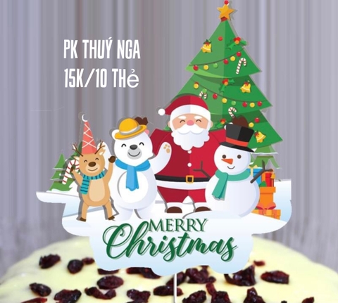 CAM-Set 10 cây cắm ông già Noel và chim cánh cụt.