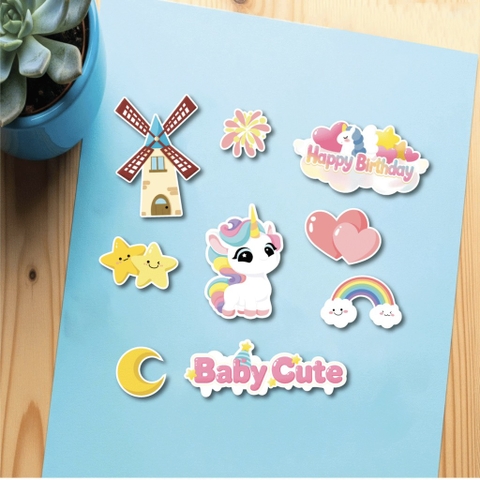 Combo 5 set giấy - Ngựa 1 sừng và cối xay gió.