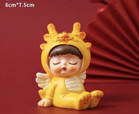 Tượng sứ em bé rồng-ngồi khép chân (size BÉ).