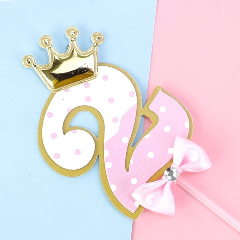 Set 5 số 2 giấy đội vương miện-HỒNG.