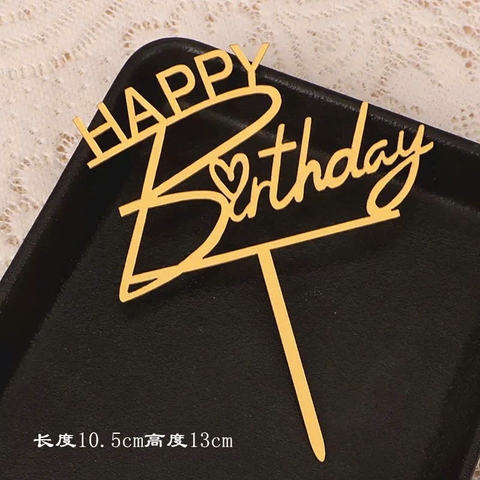Set 10 mica HPBD- Chữ Happy gắn với chữ B- VÀNG.