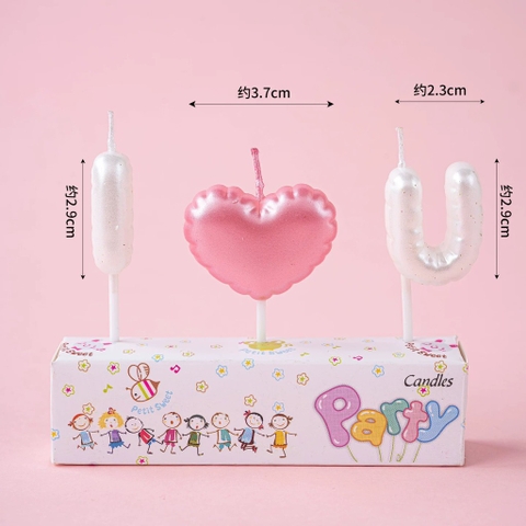 Nến I ❤️ U (vỉ)-MÀU TRẮNG HỒNG.