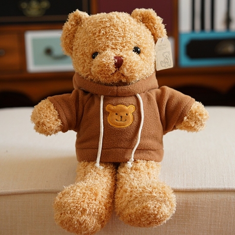 Gấu bông nâu nhạt -áo nâu kt 30cm..