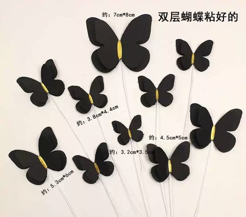 Set 10 bướm giấy 2 lớp -ĐEN.