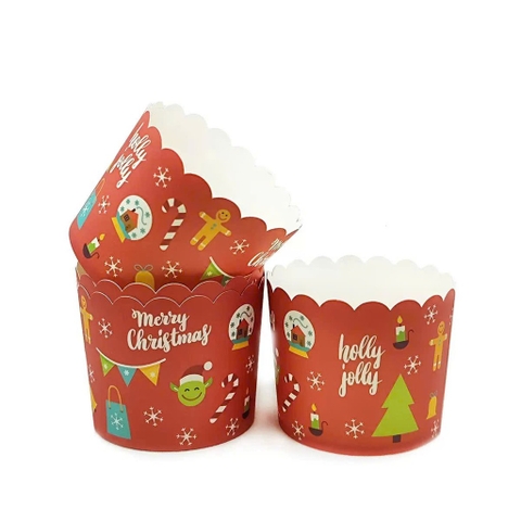 Set 50 cốc cupcake NOEL kt 7x5.5x6cm-màu ĐỎ (cây thông và nhiều chi tiết nhỏ).