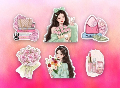 10 set giấy cô gái -ÁO XANH ôm hoa hồng CT.