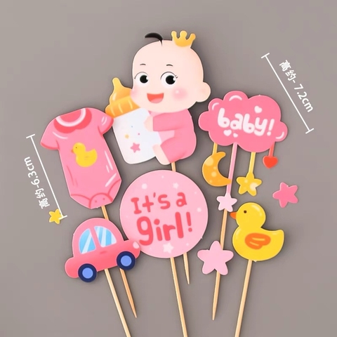 CAM-combo 2 Set giấy em bé gái  bình sữa ô tô gà-HỒNG.