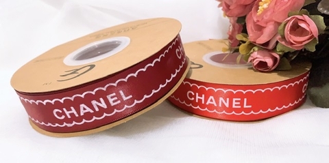 Ruybang chanel 2,5 cm x 50m có viền sóng -ĐỎ ĐÔ.