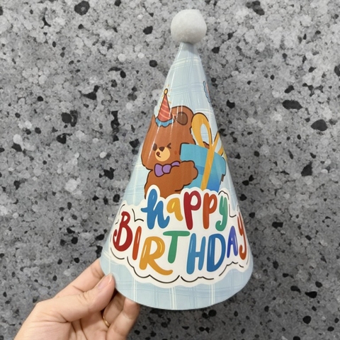 Set 10 mũ cán bóng giấy đẹp kt dk 13cmx cao 20cm - gấu ôm hộp quà M54.