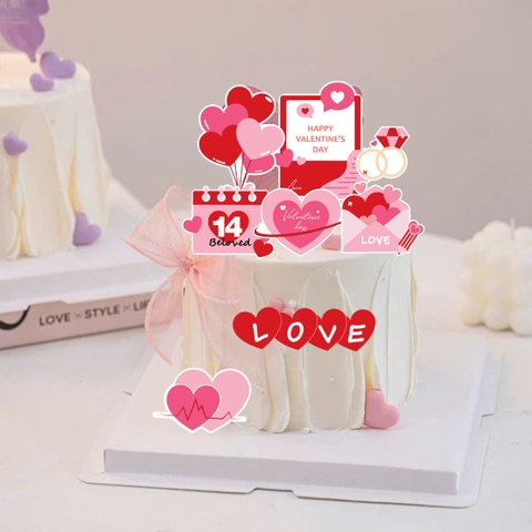 Combo 2 set giấy valentine - lịch 14 tháng 2 + chùm bóng+phong thư.