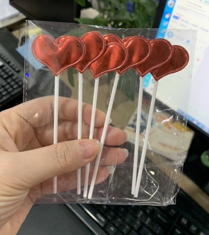 Set 60 cây tim da phồng đỏ (cây nhựa) (10 gói -6 cây/gói).