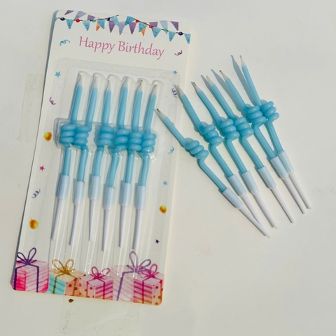 Vỉ 6 cây Nến xoắn ở giữa cây - MÀU XANH.