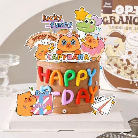 Combo 2 set giấy - capybara hộp quà và chữ lucky funny.