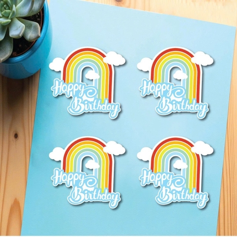 Set 20 cầu vồng HPBD  dáng dài -chữ XANH.