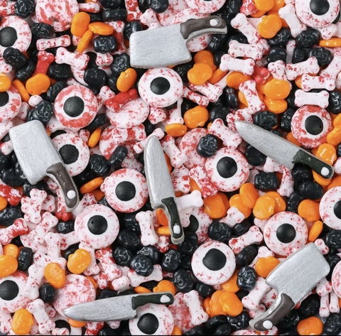 Cốm đường Halloween -mẫu 1 (có hình chiếc dao).