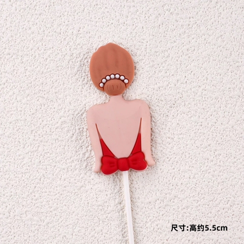 Tượng nhựa dẻo - cô gái búi tóc -màu ĐỎ.