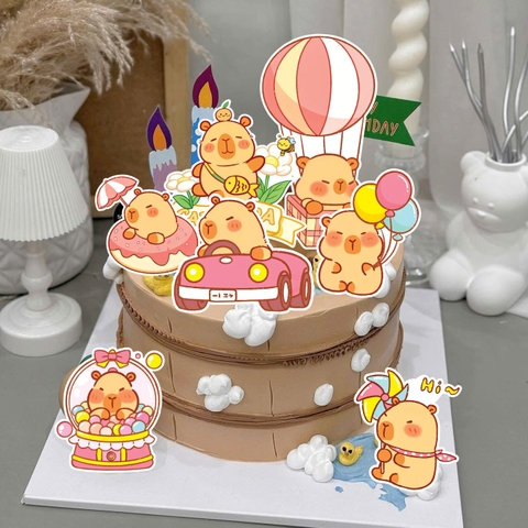 Combo 2 set giấy - capybara khinh khí cầu, hộp quà.9917