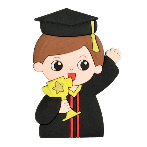 Tượng nhựa dẻo - em bé TRAI cử nhân tóc nâu.