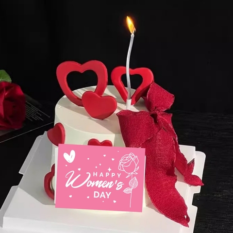 Combo 18 thẻ giấy Happy women's day hình CHỮ NHẬT màu HỒNG.