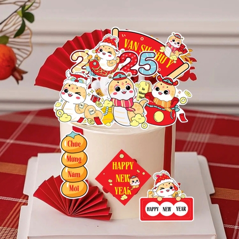 Combo 2 set giấy TẾT  - rắn đội mũ hình đầu lân và thỏi vàng.
