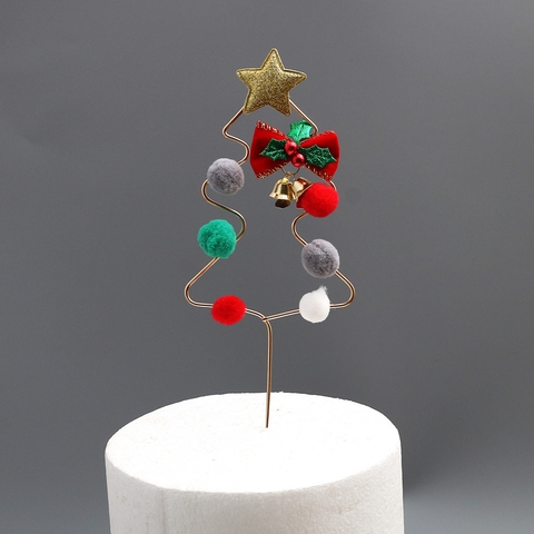 Cây thông Noel sắt gắn quả bông-Sao vàng.